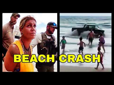 Woman Crashes Into The Ocean After Hitting Beach Toll Booth thumbnail