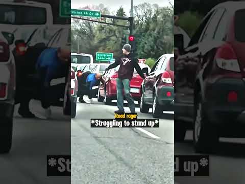 Road Raging Man kicks Drivers Car Bumper thumbnail