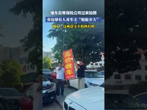 撞車後等保險公司過來拍照，旁邊卻有人對車主「貼臉開大」網友：這兩活寶不怕挨打嗎 #共鳴 #大熱門 thumbnail