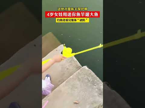 這絕對是新手保護期4歲女娃用迷你魚竿遛大魚釣魚佬看完集體“破防 thumbnail
