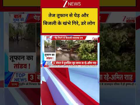तेज तूफान से पेड़ और बिजली के खंभे गिरे, डरे लोग  | Zee News thumbnail