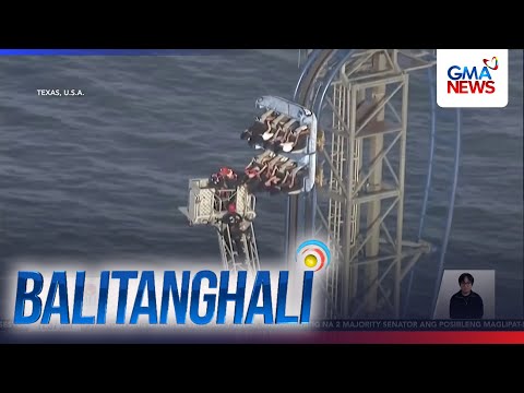Bagon sa rollercoaster na may 8 sakay, tumirik sa taas na 100 feet; lahat, nailigtas | Balitanghali thumbnail