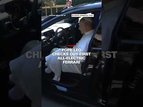 Pope Leo checks out first all-electric Ferrari thumbnail