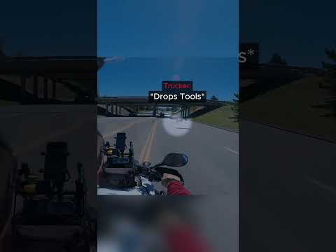 When a Trucker Drops a Load With a Biker Right Behind😳 thumbnail