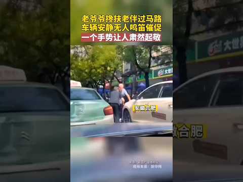 ?? 翁妪扶步街头，百车静候敬老人 ?? Silent Respect: Drivers Wait Patiently for Elderly Couple thumbnail