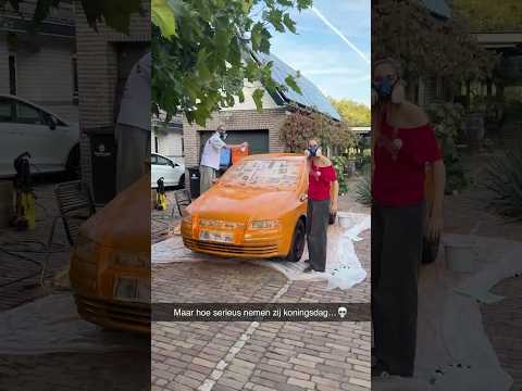 Auto oranje spuiten voor koningsdag🧡🤯 thumbnail