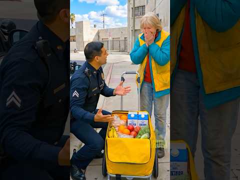 Officer Replaces Broken Cart With Fresh Groceries #shorts #karma #funny thumbnail