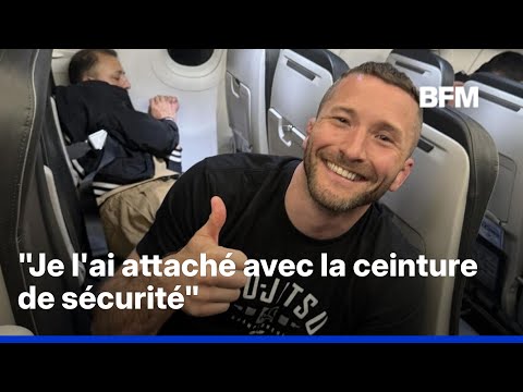 Un combattant de MMA maîtrise un passager qui voulait ouvrir la porte d'un avion en vol thumbnail