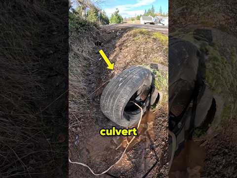 How Tires Are Used to Unclog Culverts #shorts thumbnail