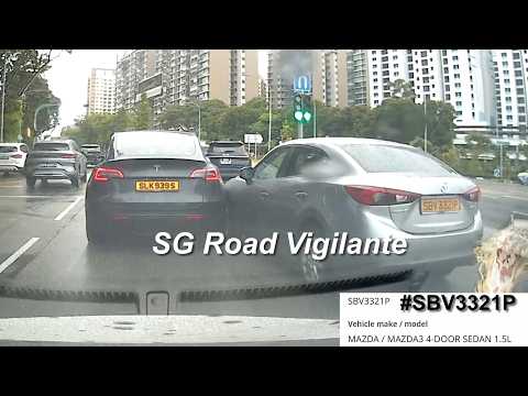 16may2026  yio chu lang road #SBV3321P mazda 3 unable to keep in lane and hit tesla model y thumbnail