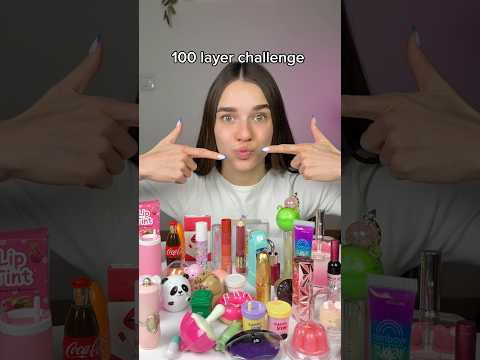 100 LIPSTICK layers challenge! I pin creative comments🤗 #challenge #beaty thumbnail