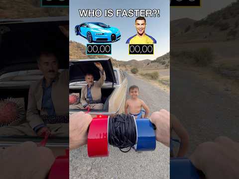 Mini Cristiano or Bugatti?! Who Is Faster?! #ronaldo #car #youtube #shorts thumbnail