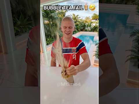 Bubble Tea Fail 🧋🤣 #football #haaland #parody thumbnail
