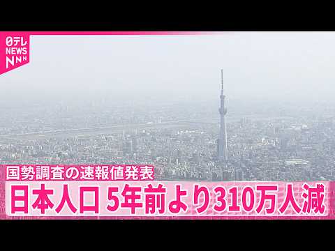 【国勢調査の速報値発表】日本の人口310万人近く減…前回5年前調査から thumbnail