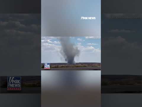 ‘Devil’s dust devil’ swirls through New Mexico wildfire zone thumbnail