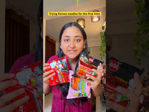 Trying Korean Noodles for the First time #funnyshorts #ytshorts #shorts thumbnail