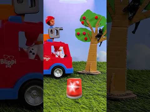 🔥Blippi and his Puppy 🐶 RESCUE a Kitty Cat🙀! Firetruck Emergency🚒! #shorts thumbnail