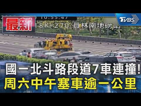國一北斗路段道7車連撞! 周六中午塞車逾一公里｜TVBS新聞 @TVBSNEWS01 thumbnail