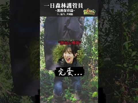 最後那段森林裡的「驚喜音效」到底是誰發出的？😂#木曜4超玩 #一日系列 #黑熊保育 #野外求生 #保命教學 #泱泱 #短今 #尹到怡 #shorts thumbnail