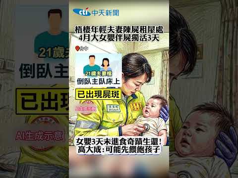 梧棲年輕夫妻陳屍租屋處 4月大女嬰伴屍獨活3天 女嬰3天未進食奇蹟生還! 高大成:可能先餵飽孩子 #shorts thumbnail