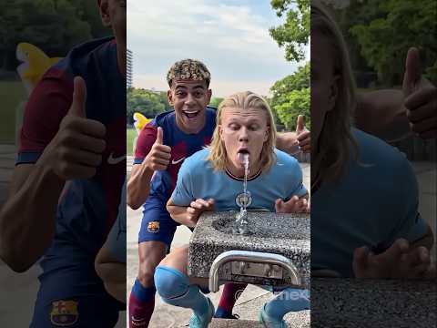 Haaland Turned a Water Fountain Into Chaos 😂  #football #haaland #parody thumbnail