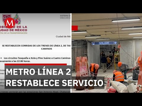 Restablecimiento en Metro línea 2: estaciones sin paradas en San Antonio Abad y Chabacano thumbnail