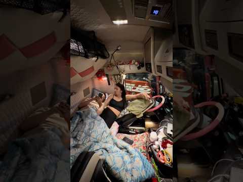 Vợ chồng tài xế nghỉ ngơi sau một ngày dài lái xe mệt mỏi #truckdriver #trucking #trucklife #family thumbnail