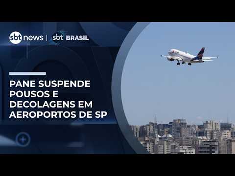 Falha em sistema aéreo suspende voos nos aeroportos de Congonhas e Guarulhos, em SP | #SBTBrasil thumbnail