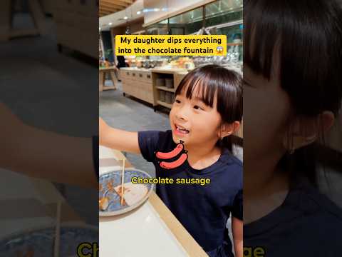 My daughter dips everything into the chocolate fountain 😱 thumbnail