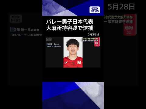 【ニュース】バレーボール日本代表の佐藤駿一郎容疑者を逮捕　乾燥大麻所持の疑い　警視庁 #shorts thumbnail