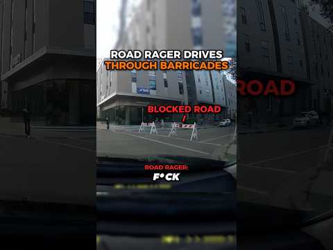 Road Rager Drives Through Barricades thumbnail