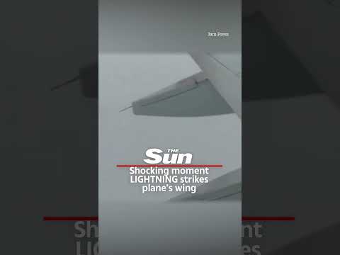 Shocking one-in-a-million moment lightning strikes plane’s wing thumbnail
