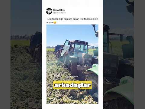 Turp tarlasında çamura batan traktörleri çeken adam ? thumbnail