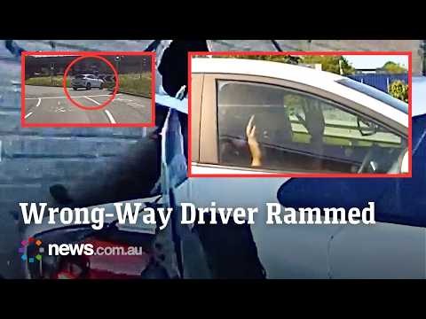 Cops ram wrong-way driver armed with a 'Rambo knife' thumbnail