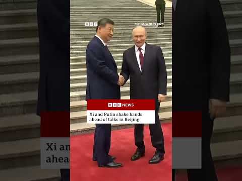 Xi and Putin shake hands before summit in Beijing. #BBCNews thumbnail