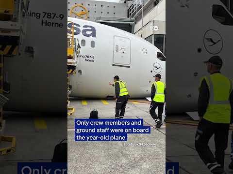 Lufthansa employees injured after Boeing 787's nose landing gear collapses | DW News thumbnail