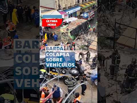Se derrumba barda en el Centro Histórico; cae sobre transporte público y vehículos #shorts thumbnail
