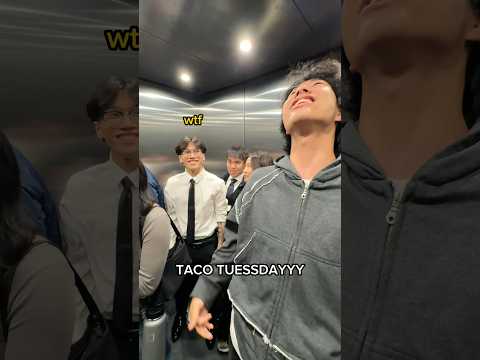 screaming TACO TUESDAY in college elevator 😅 #short thumbnail