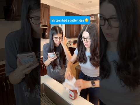 My teen was convinced she had a better way 😭 #funnyvideo #comedy #kitchenhacks #relatable thumbnail