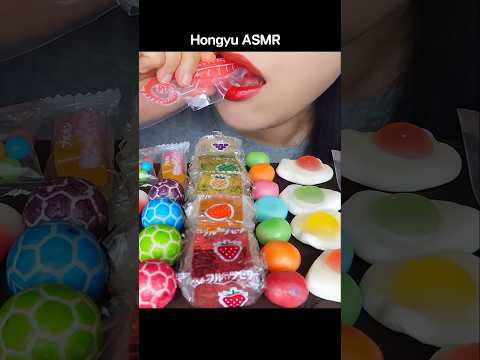 ASMR RAINBOW DESSERTS 무지개 해마, 킨조젤리 디저트 KINJO JELLY GUMMY CANDY #shorts #mukbang #먹방 #rainbow #hongyu thumbnail