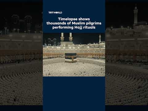 Timelapse shows thousands of Muslim pilgrims in Mina and Mecca during Hajj rituals thumbnail
