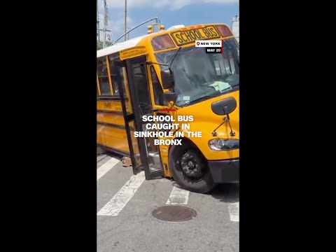 School bus caught in sinkhole in the Bronx thumbnail