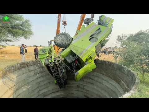 Kartar 4000 Combine Accidently Jumped in well Rescued by Escort and Indo Power Hydra thumbnail
