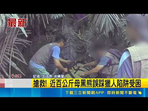 搶救! 近百公斤母黑熊誤踩獵人陷阱受困 遭套索纏住後肢紅腫 警民合作扛黑熊助送醫｜三立新聞LIVE thumbnail
