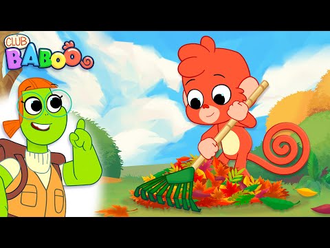 Club Baboo Dinosaur Raking Leaves Autumn Cartoon | The Spinosaurus is helping out! | Dinos for Kids thumbnail