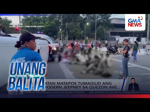 15, sugatan matapos tumagilid ang isang modern jeepney sa Quezon Ave. | Unang Hirit thumbnail