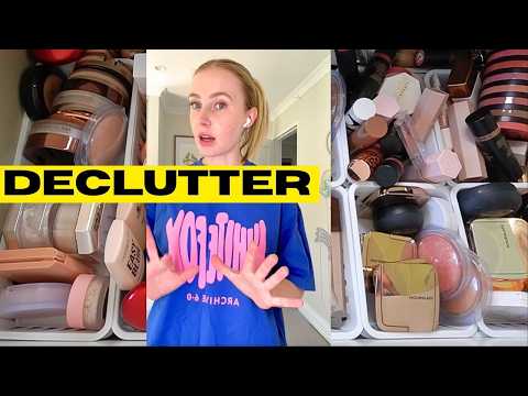MAKEUP DECLUTTER ?? sooo satisfying! thumbnail