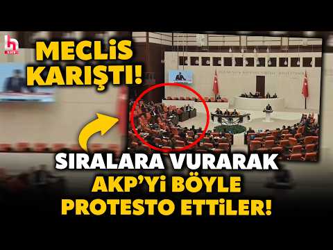 TBMM'DE ORTALIK KARIŞTI! CHP'ye 'butlan' tartışmasında, sıralara vurarak AKP'yi protesto ettiler! thumbnail