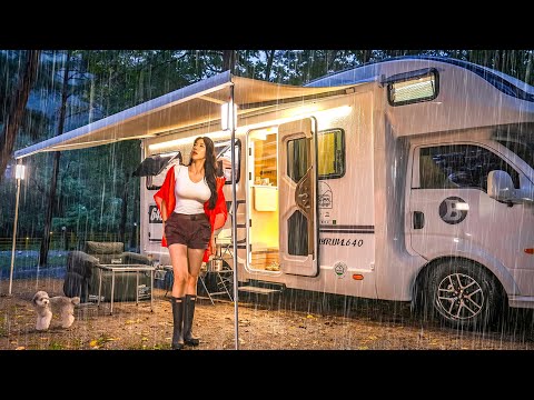 🚐 RAINY CAMPING IN A DREAM CARAVAN thumbnail
