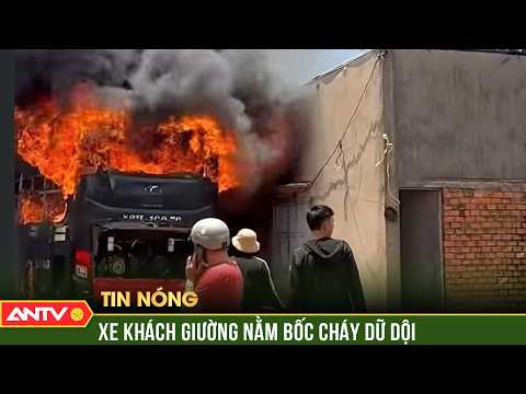 Xe khách giường nằm bốc cháy dữ dội trong gara sửa chữa | ANTV thumbnail